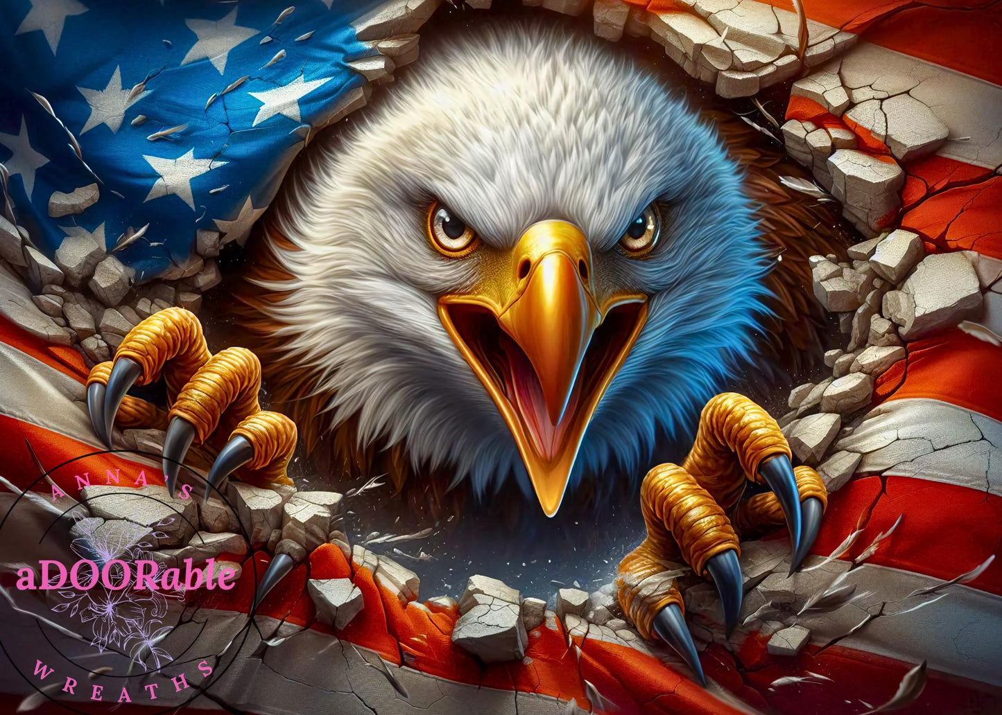 Tempered Glass Cutting Board American Eagle Busting Out of Flag