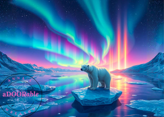 Tempered Glass Cutting Board Polar Bear Northern Lights