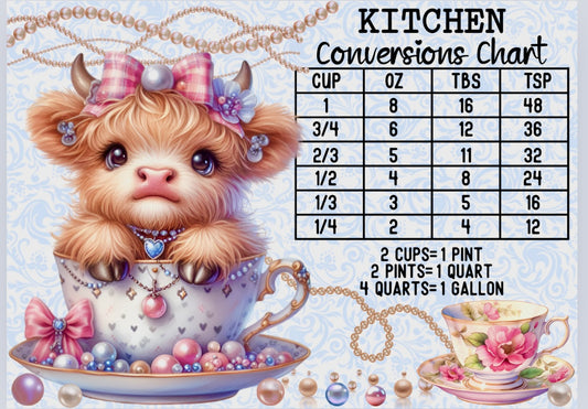 Tempered Glass Cutting Board Highland Cow Conversion Tea Cup Jewels