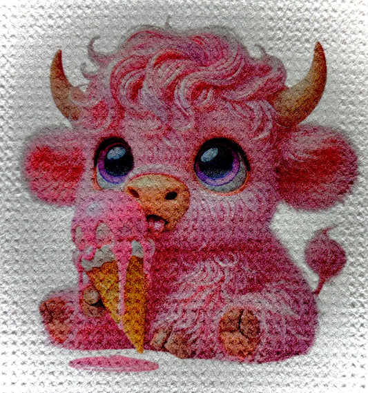 TOWELS - HIGHLAND COW SWEETS LICKING CONE