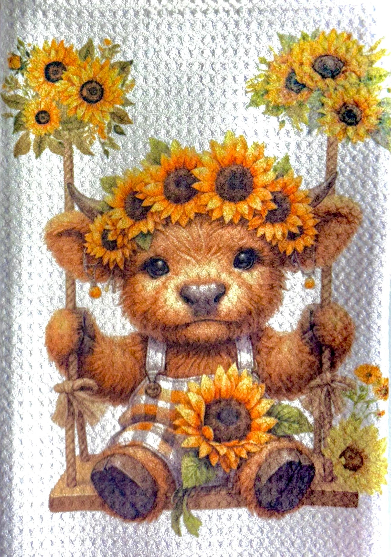 TOWELS - HIGHLAND COW SUNFLOWERS SWING OVERALLS