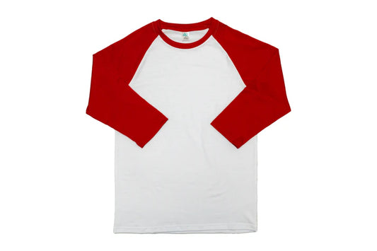 Z. T-SHIRTS - 3/4 SLEEVE BLANK CUSTOM  RED
