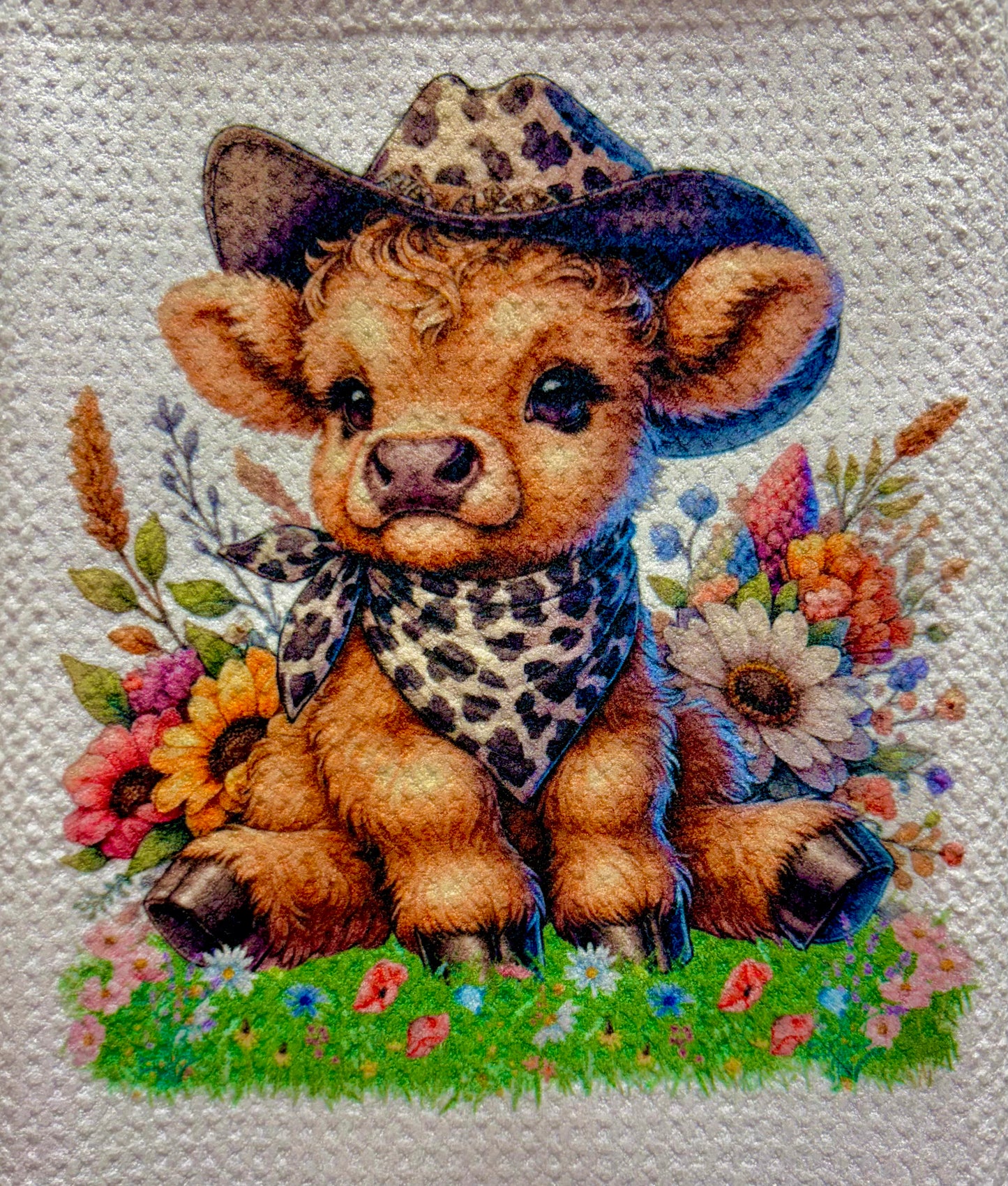 TOWELS - HIGHLAND COW HAT ANIMAL SPOTS