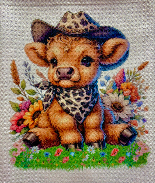 TOWELS - HIGHLAND COW HAT ANIMAL SPOTS