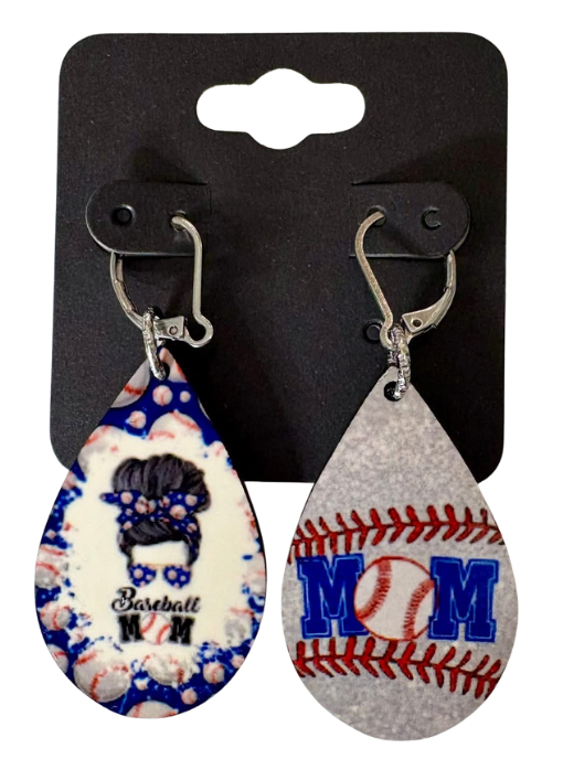 EARRINGS - SPORTS BASEBALL MOM BLUE