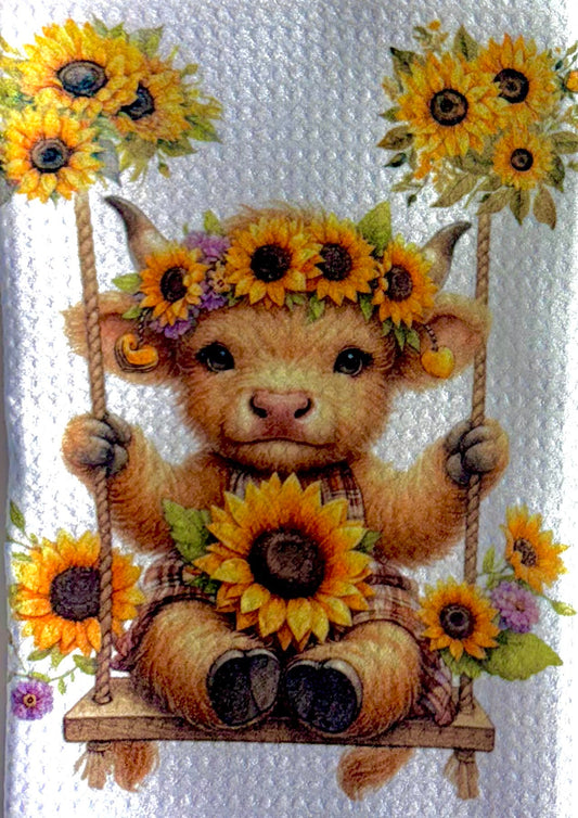 TOWELS - HIGHLAND COW SUNFLOWERS SWING DRESS