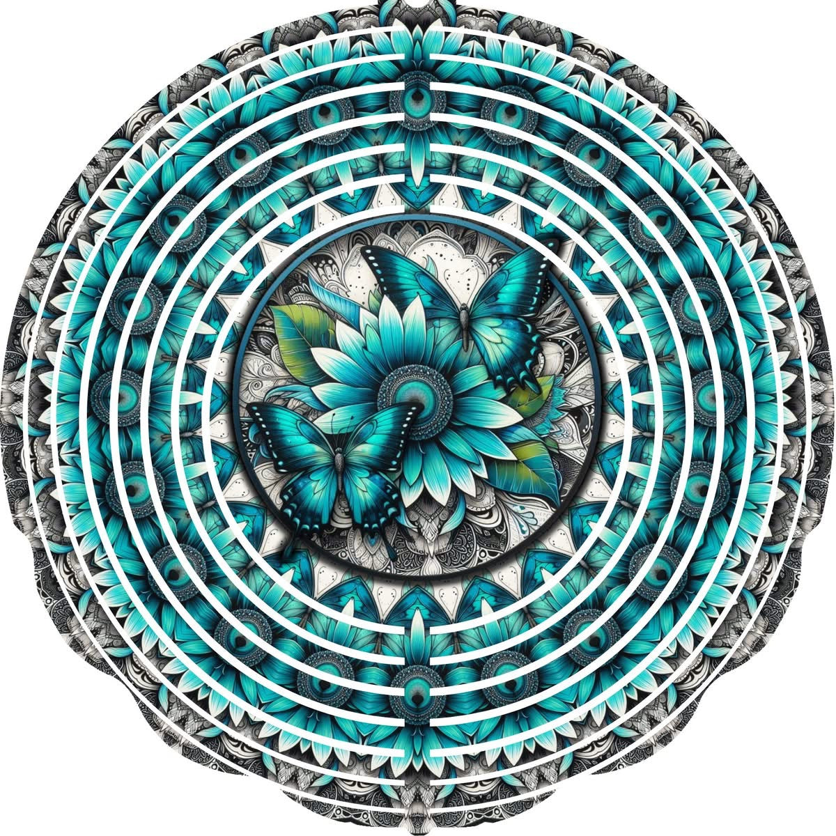 WIND SPINNER - BUTTERFLY BLUE FLOWERS