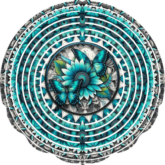 WIND SPINNER - BUTTERFLY BLUE FLOWERS