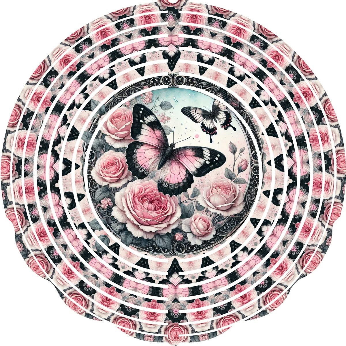 WIND SPINNER - BUTTERFLY PINK BLACK WINGS