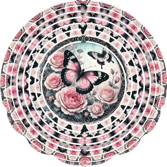 WIND SPINNER - BUTTERFLY PINK BLACK WINGS