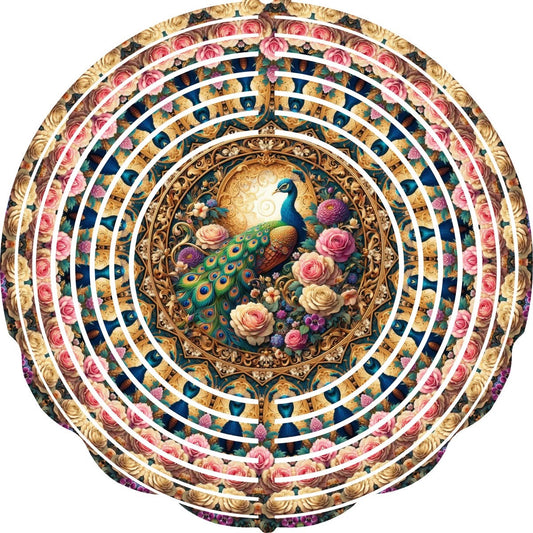 Wind Spinners with Jewel Strand Bird Peacock Golden Decorations