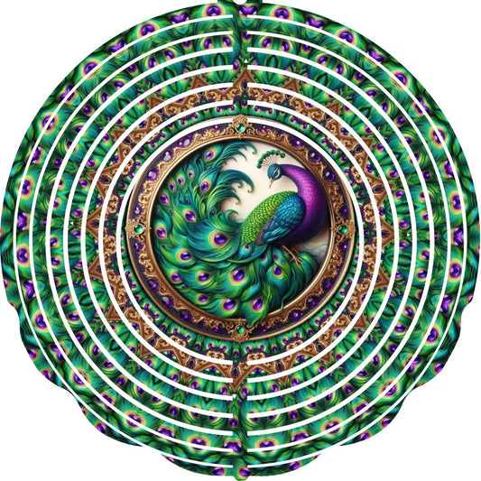 Wind Spinners with Jewel Strand Bird Peacock Purple Neck