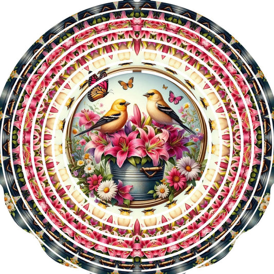 Wind Spinner with Jewel Strand Bird and Butterflies