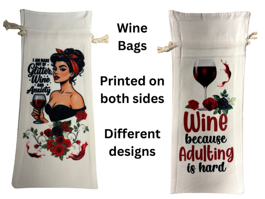 Wine Bottle Bag Lady Glitter Wine and Anxiety