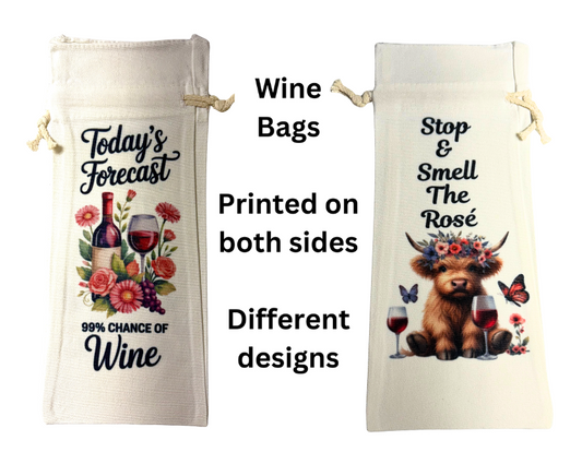 Wine Bottle Bag Highland Cow "Stop and Smell the Rosé"