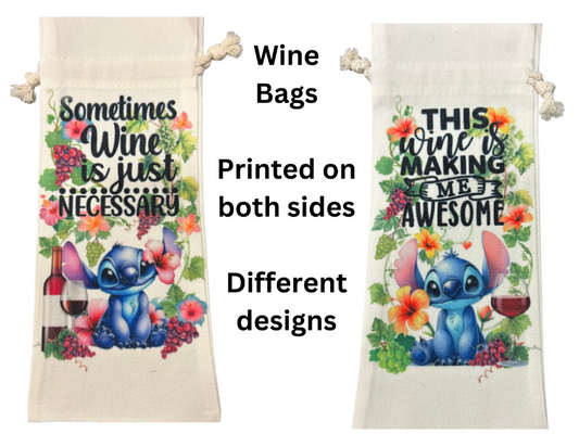 Wine Bottle Bag Cartoon Character "This Wine is Making Me Awesome"