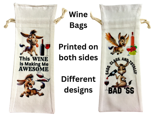 Wine Bottle Bag Animal Donkey "This Wine Is Making Me Awesome"