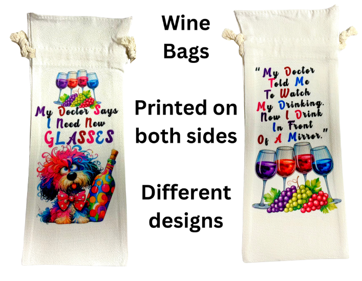 Wine Bottle Bag Animal Dog "My Doctor Says I Need New Glasses"