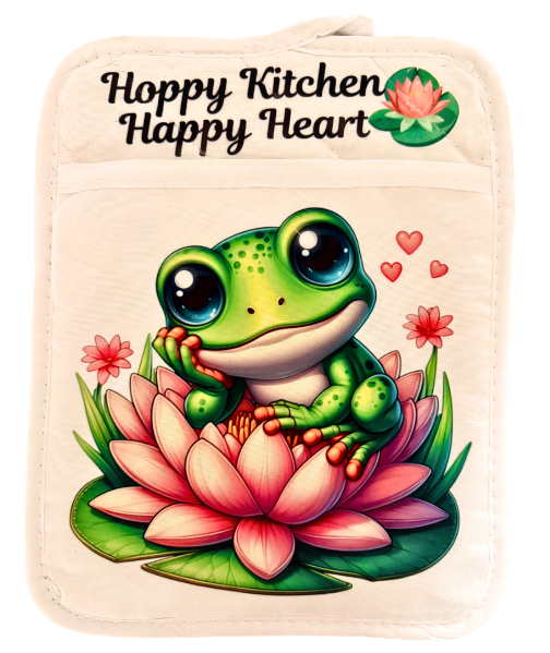 POT HOLDER - Frog Hoppy Kitchen Happy Heart