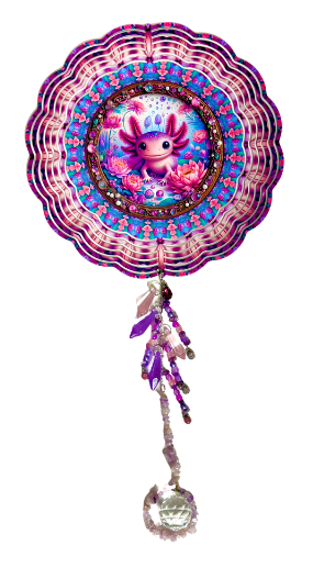 Wind Spinner with Jewel Strand Axolotl