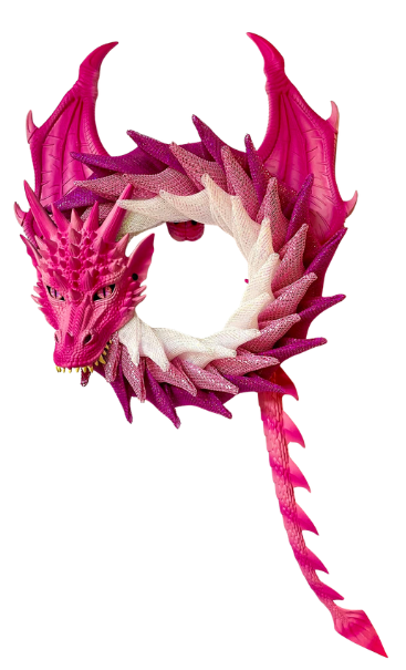Custom and Seasonal Wreaths Mystic Dragon Pink and White