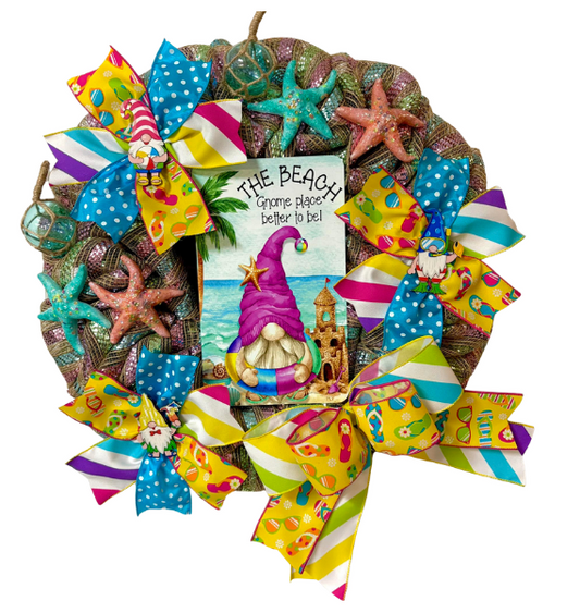 Custom and Seasonal Wreaths Summer Gnome Beach Gnome Better Place