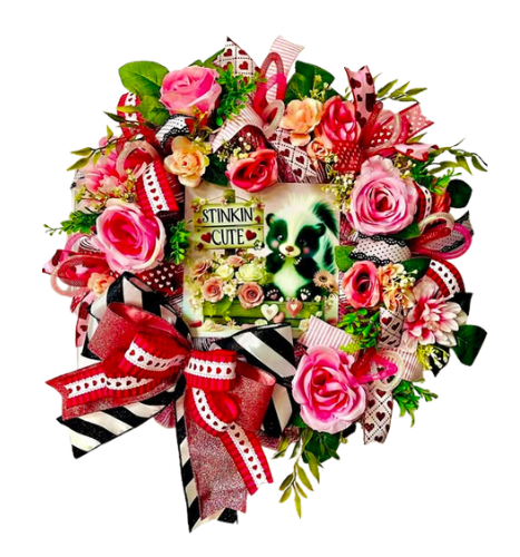 Custom and Seasonal Wreaths Valentine's Skunk "Stinkin Cute"