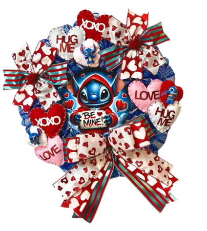 Custom and Seasonal Wreaths Valentine's Cartoon Character "Be Mine"