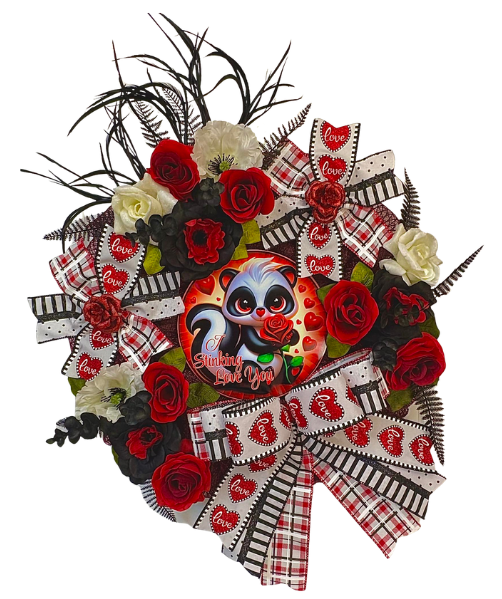 Custom and Seasonal Wreaths Valentine's Skunk "I Stinkin Love You"