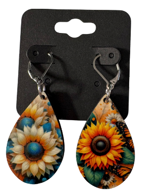 EARRINGS - SUNFLOWER  WHITE FLORAL