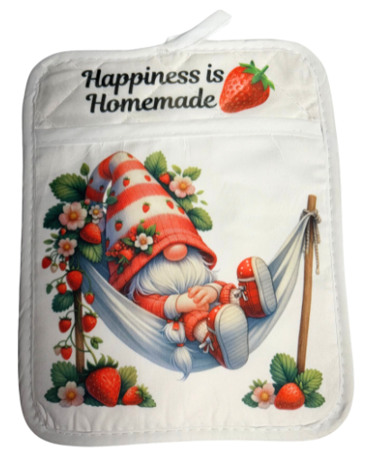 POT HOLDER - GNOME STRAWBERRY HAPPINESS IS