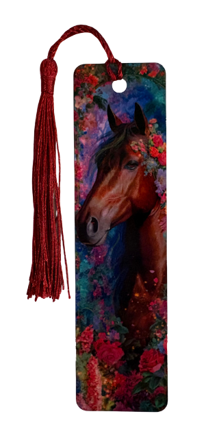 BOOKMARK - HORSE FLORAL DESIGN