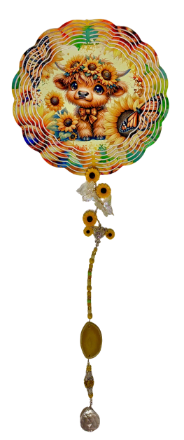 WIND SPINNER - HIGHLAND COW SUNFLOWER