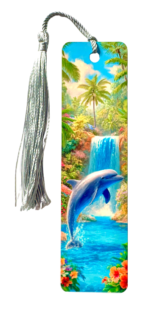 BOOKMARK - DOLPHIN JUMPING BY WATERFALL