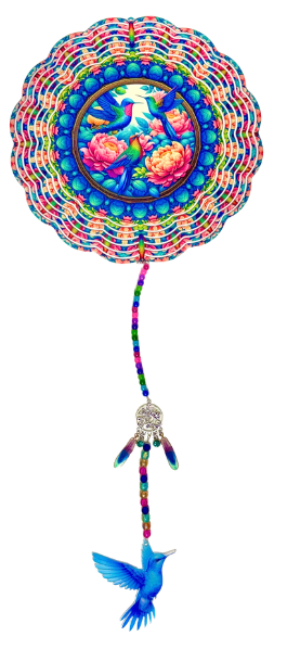 Wind Spinners with Jewel Strand Bird Hummingbird Large FLowers