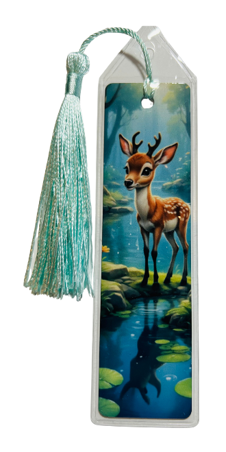 BOOKMARK - DEER STANDING NEAR LAKE