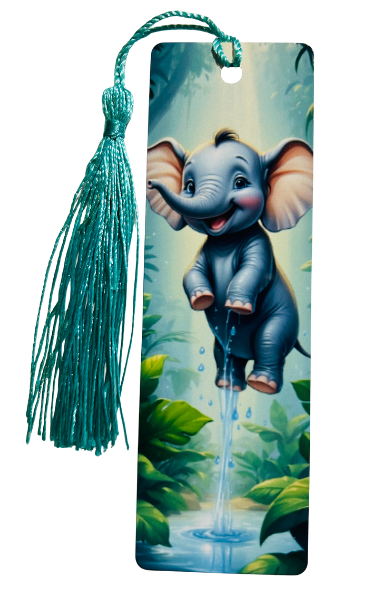 BOOKMARK - ELEPHANT LEAPING IN THE WATER