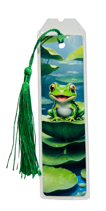 BOOKMARK - FROG PERCHED ON LILLY PAD