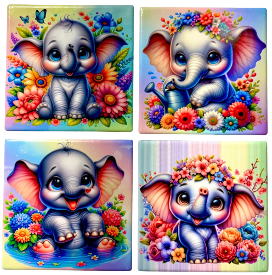 Coasters 4/pk - ELEPHANT