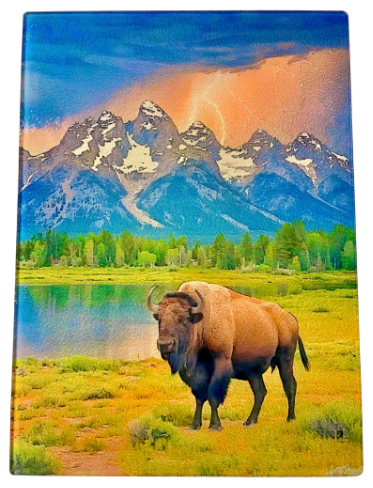 Tempered Glass Cutting Board Buffalo Lightning (Portrait)