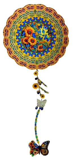 WIND SPINNER - BUTTERFLY BLUE W/SUNFLOWER
