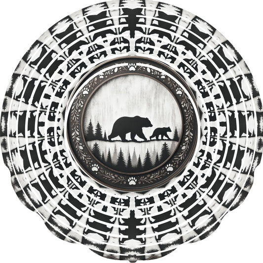 Wind Spinner with Jewel Strand Bear with Cub Silhouette