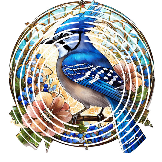 Wind Spinner with Jewel Strand Bird Blue Jay