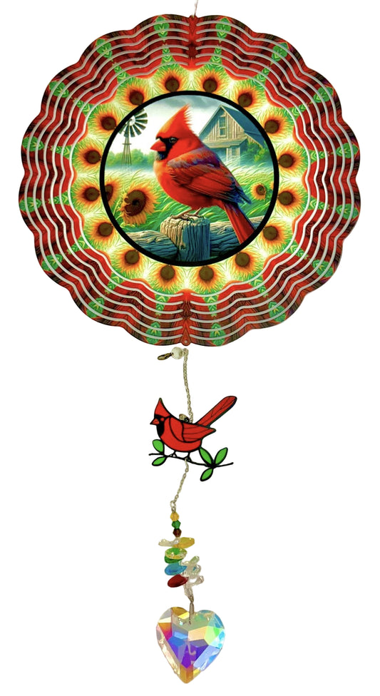 Wind Spinners with Jewel Strand Bird Carinal Barn