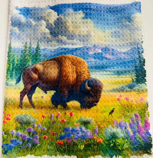 TOWELS - BUFFALO GRAZING CLOUDS