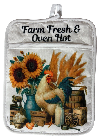 POT HOLDER - CHICKEN/ROOSTER FARM FRESH