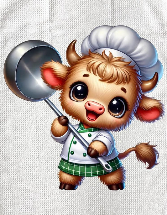 TOWELS - HIGHLAND COW CHEF LADLE