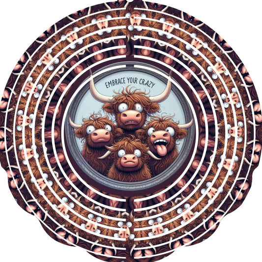 Wind Spinner with Jewel Strand Cow Embrace Your Crazy