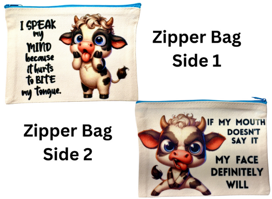 ZIPPER BAG - ANIMAL COW