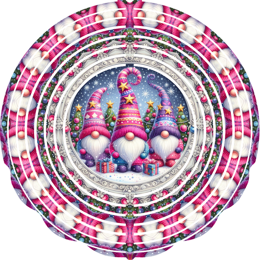 WIND SPINNER - CHRISTMAS GNOMES PINK